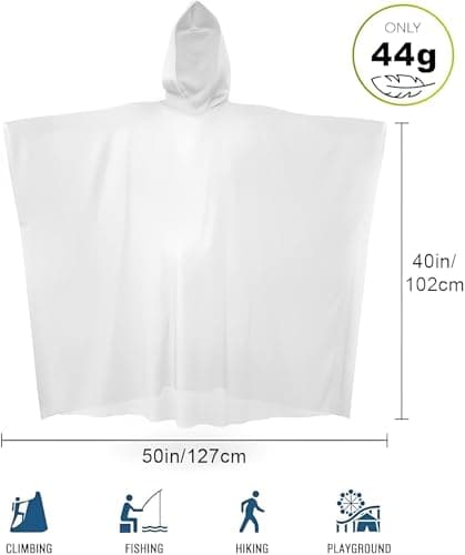 Rain Ponchos for Adults, 5‑Pack Disposable Clear Rainwear with Hood — view 4