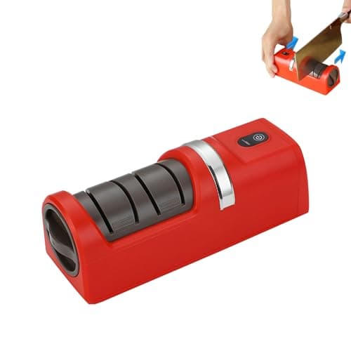 Haofy Kitchen Chef Electric Knife Sharpener with USB Port for Home and Camping, Dual Sharpening Options, Non-Slip Base, 7.1 Inch Size (Red) — view 3