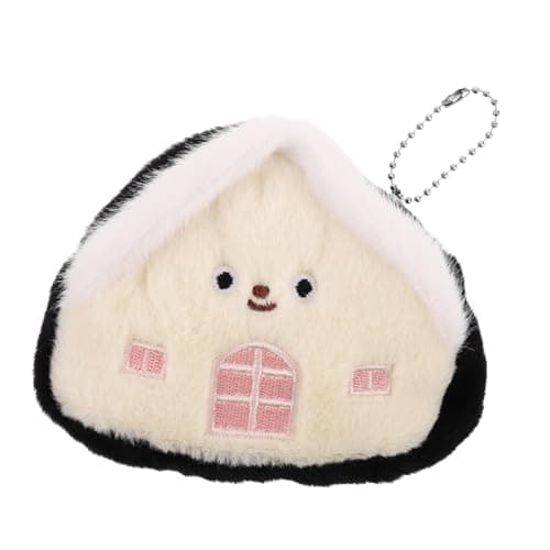 JEWEDECO Purse Portable Keychain Wallet Mini Plush Coin House-shaped Multi-purpose Cute Storage Pouch Small for Earphones and Items for Travel and Study — view 5