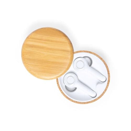 Sawfish Personalised Earphones Grigal Bluetooth 5.0 Wireless Earbuds with Cork & Bamboo Charging Case, Touch Control, Hands-Free Calls, USB-C Charging — view 6