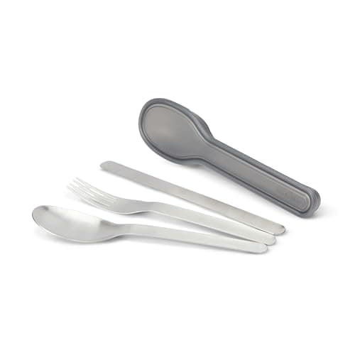 Black+Blum Nesting Cutlery Set | 3 Piece Stainless Steel Compact Travel Cutlery Set (Knife, Fork, and Spoon) Portable Tableware with Snap Shut Case, Silver
