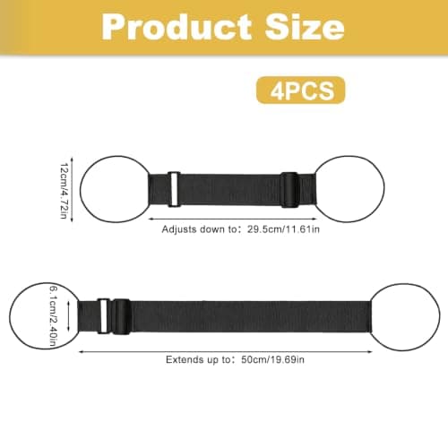 4 Pcs Elastic Fastening Belt for Luggage, Adjustable Luggage Connector Straps for Suitcases Attach Extra Bags, Black Luggage Straps for Suitcases, Portable Travel Suitcase Strap Travel Accessories — view 2