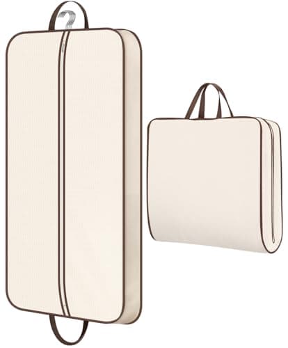 MISSLO 43" Suit Bags for Women Heavy Duty Garment Bag for Clothes Travel Mens Suit Carrier for Coats, Jackets, Shirts, Dress Cover, Beige