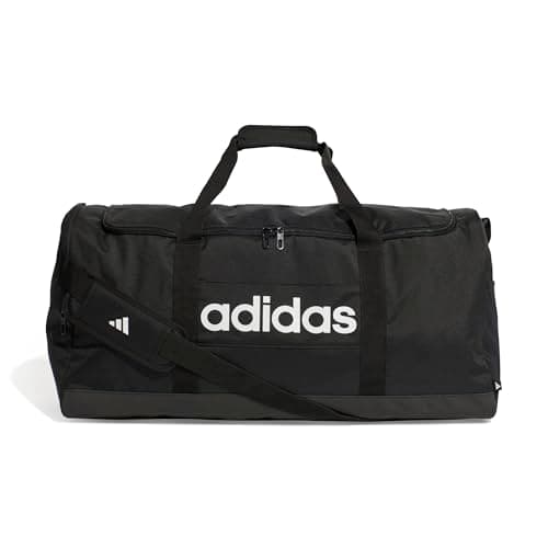 adidas Unisex Essentials Linear Duffel Bag Duffel Bag, Black/Black/White, L