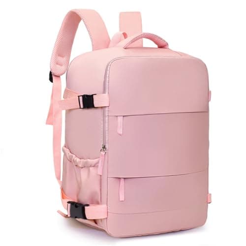 Treer Ryanair Cabin Bags 40x30x20 Underseat Travel Backpack Cabin Bag Carry on Waterproof Hand Luggage for Airplanes, Multiple Pockets Comfort Rucksack for Men, Women (Pink)