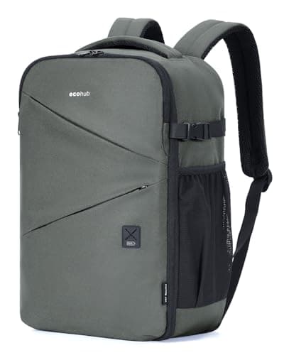 ECOHUB for Ryanair Cabin Bags 40x20x25, Recycled Underseat Travel Backpack Cabin Size Fit 14" Laptop, Water-resistant Anti-Theft Hand Luggage Backpack for Women & Men, Patented, 20L Charcoal Grey
