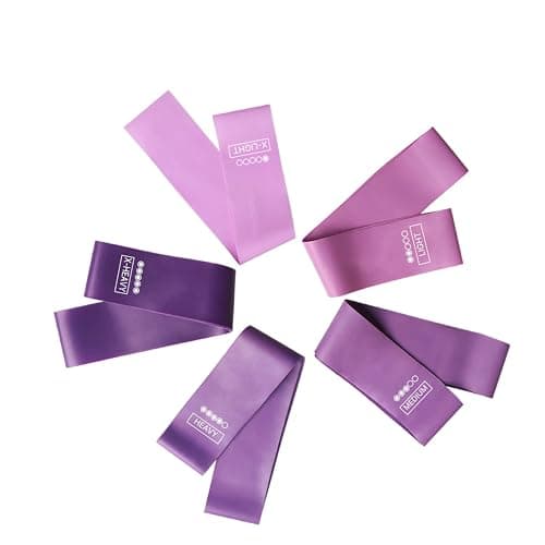 Resistance Bands, Set of 5, Skin-Friendly Loops with 5 Resistance Levels, Carrying Case, for Home, Gym, Yoga, Training (Purple) — view 6