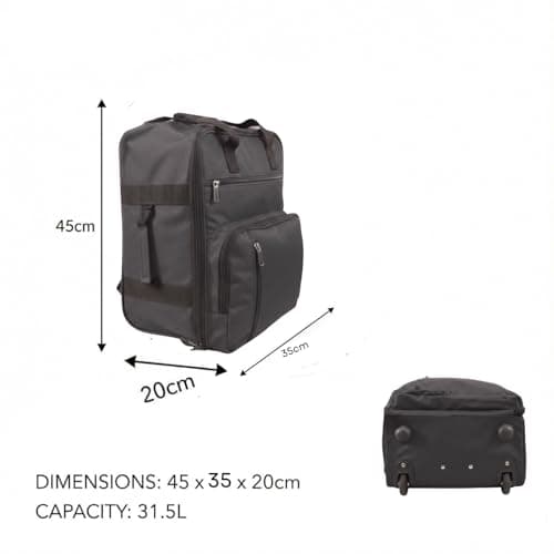 TR-E-002 EasyJet Cabin Bags 45x36x20cm Underseat Rucksack for Plane Hand Luggage Backpack Rolling Wheeled Travel Backpack with Adjustable Height Handle Black — view 2