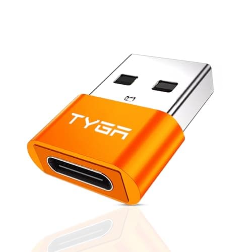 TYGA STORE USB Type C Female to USB Type A Male Adapter 2.0, Sync, Transfer, Charge, Plug & Play (1, Orange)