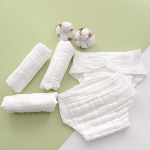 5pcs Reusable Cotton Nappy Insert for Travel and Sleep White M — view 6