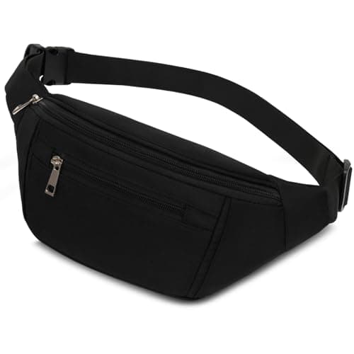 Bumbags Waist Fanny Packs for Men Women, Fashion Bum Bag with Adjustable Belt for Sport Running Hiking Jogging Travel Cycling Walking Dog Boys Ladies ect (Black)