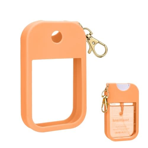 AIERSA Hand Sanitizer Spray Case Compatible with Touchland, Silicone Hand Sanitizer Case Holder with Keychain for Touch Land Mist 1FL. OZ -(Orange)