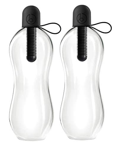 bobble Classic Water Bottle, Filtered Water, BPA-Free Reusable Bottle, Soft Touch Carry Cap with Replaceable Carbon Filter for Sustainable Water and Hydration 34 oz - 2 Pack (Black)