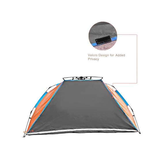 Oileus X-Large 4 Person Beach Tent Sun Shelter - Portable Sun Shade Instant Tent for Beach with Carrying Bag, Stakes, 6 Sand Pockets, Anti UV for Fishing Hiking Camping, Waterproof Windproof, Orange — view 6