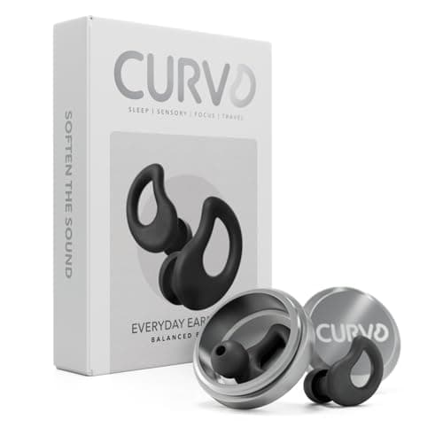 CURVD Everyday Earplugs – Ultra Soft, Customizable Sleep, Travel, Sensitivity, Noise Protection, for Sound Canceling Isolation, up to -30dB Reduction, NRR 15, Reusable and Sustainable (Black)