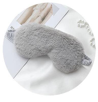 DBOO Silk Eye Mask Rabbit Plush Sleep Mask Blindfold Blackout Eye Cover Travel Portable Eye Shade with Elastic Strap for Women & Men (Grey) — view 3