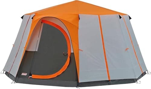 Coleman Tent Octagon 8 | For Camping & Festival, with Standing Room, Waterproof | 8 Person, Orange