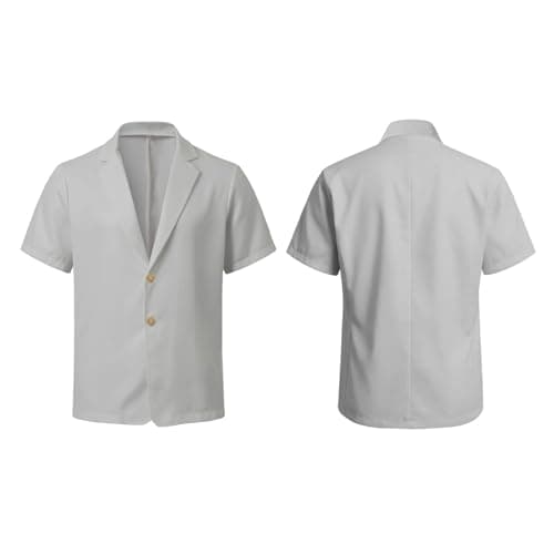 RUMAOZIA Men's Linen Summer Lightweight Suits Short Summer Shirt Set Figure-Shaping Travel Linen Suit Urban Breathable Expedition Oversize Short Sleeve Suit Beach Two Piece Leisure Suit, O Light Grey — view 6