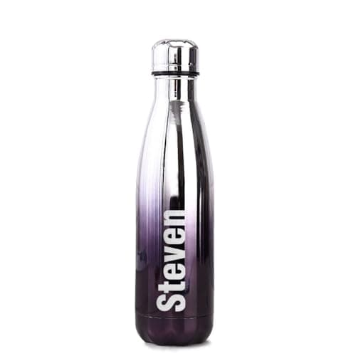 Personalised Insulated Water Bottle Vacuum Flask | Stainless Steel | 12 Hours Hot & 24 Hours Cold | Gifts of Fathers Day Christmas | 500ML / 17oz | Bottles for Hiking Outdoor(Silver-Black)