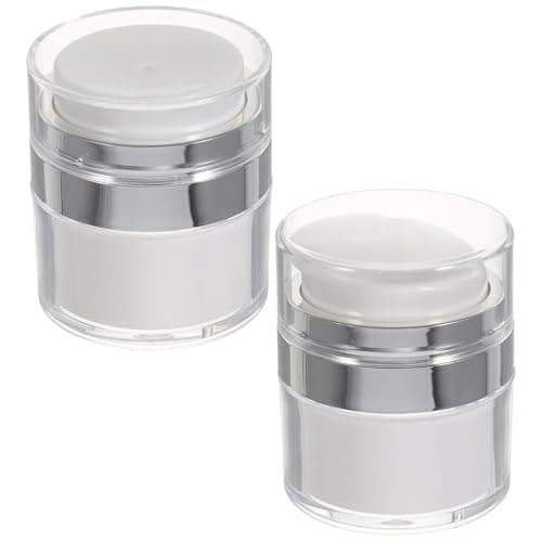 CATIEBYE 2pcs Refillable Acrylic Face Cream Pump Dispensers 15ml Lightweight Travel Size Moisturiser Containers for Travelling