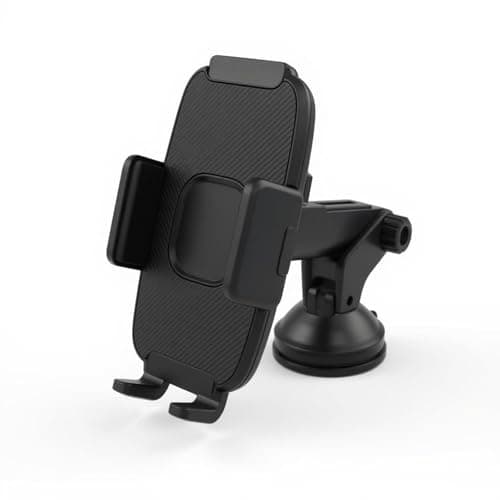 Evapure Universal Car Phone Holder Mount, Military-Grade Cradle For Dashboard, Windscreen & Air Vent, Strong Suction, Anti-Shake, One-Hand Use, Dark Black