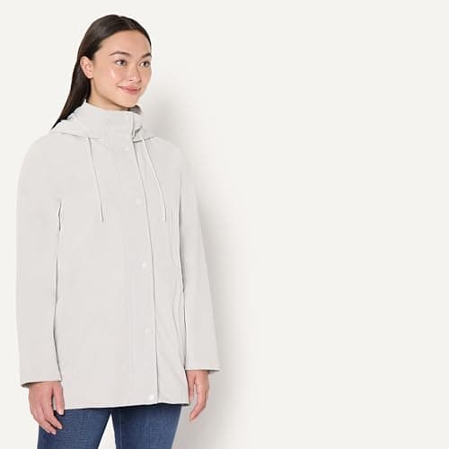 Amazon Essentials Women's Relaxed-Fit Packable Lightweight Waterproof Hooded Rain Jacket, Off-white, XL — view 2