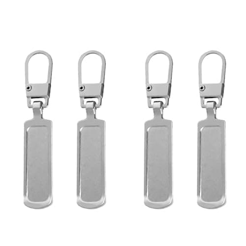 LEOUEANR 4Pcs Spare Zipper Pulls, Metal Removable Rectangle Zipper puller replacement for Down Jacket, Bag and Shoe Repair(Silver)