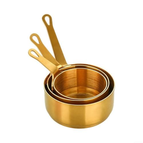 3 Piece Saucepan Set - Stainless Steel Pans, Stainless Steel Sauce Milk Pan Cooking Pot with Ergonomic Handle, Suitable for All Kitchen Stove Top(Gold)