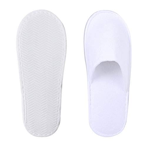 kuou Disposable Spa Slippers 12 Pairs, Closed Toe White for Men Women — view 4