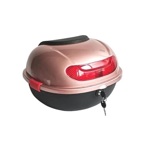 GSCLZ Motorcycle Trunk Motorcycle Tour Tail Box Enlarged Capacity Safety Scooter Trunk Luggage Top Lock Storage Carrier Case with Soft Backrest For Motorcycle Scooter(Rose Gold)