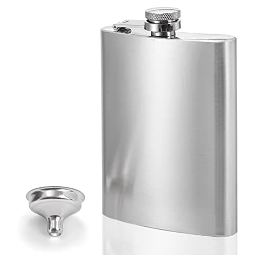 Tebery 6 Pack 8oz Hip Flask with Funnel, Stainless Steel Whiskey Flask, Leakproof, Portable, Silver — view 3