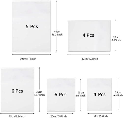 25Pcs Reusable Ziplock Bags,Travel Clothes Storage Bags,5 Multiple Size, Reusable Plastic Frosted Packing Storage Bags for Clothes Shoe, Luggage Organiser Pouche — view 2