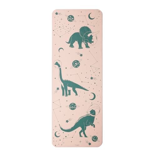 Myga Silk Print Kids Yoga Mat - Non-Slip for Kids' Exercise, Fitness, Yoga & Mindfulness - Lightweight, Non-Toxic & Easy Clean Play Mat for Girls & Boys - Space Dinosaur — view 2