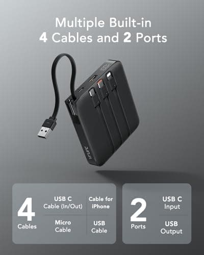 VRURC Portable Power Bank Built-in Cables 20000mAh 22.5W Fast Charging — view 2