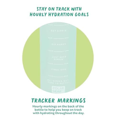 Polar Gear 1L Tracker Bottle with Easy Flip Up Straw & Hydration Tracker Markings - Mint — view 6