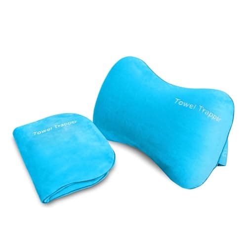 ITSA Towel Trapper – blow up inflatable Beach & Travel Pillow with Neck Support (Caribbean Turquoise)