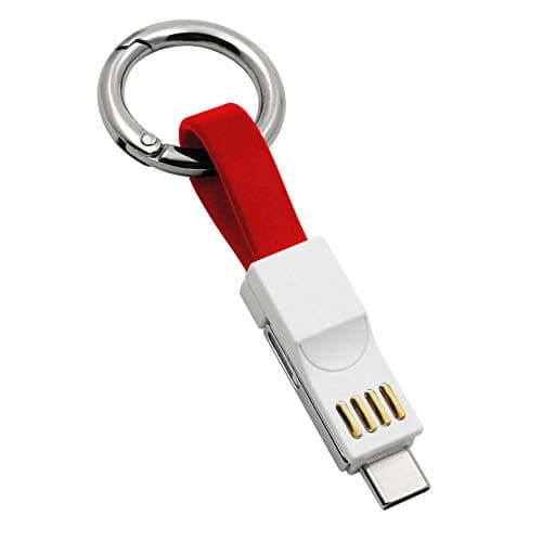 Power4 Multi Charger Cable iphone Android USB C 3 in 1 Short Charging Cable Fast Charger Portable Travel Cable Magnetic Foldable With Keychain Data Transfer Cord Lightning Keyring for All Smartphones