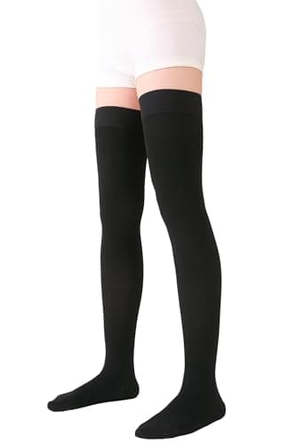TOFLY® Medical Thigh High Compression Stockings for Women & Men, Closed Toe, Opaque, Firm 20-30mmHg Graduated Compression Socks with Silicone Band, Support for Varicose Veins, Edema, Travel,Black XXL — view 3