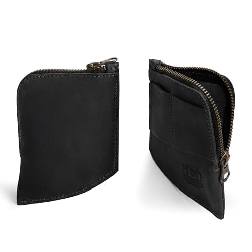 Hide & Drink, EDC Pocket Wallet, Curved Cash Organizer, Slim Front Card Holder, Money Clip, Full Grain Leather, Handmade Travel Accessories, Charcoal Black, Charcoal Black, Classic — view 3