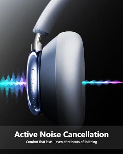 Wentronic Y03 Bluetooth Headphones Wireless Active Noise Cancelling Over Ear Headphones 48 Hours Playtime 6 EQ Music Mode High Sound Quality Headphones with Soft Ear Cushion - Blue — view 4