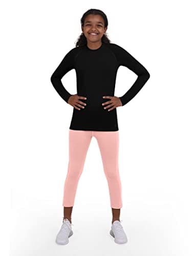 TCA Girls' SuperThermal Long Sleeve Performance Base Layer Running Training Top - Black Rock, 8-10 Years