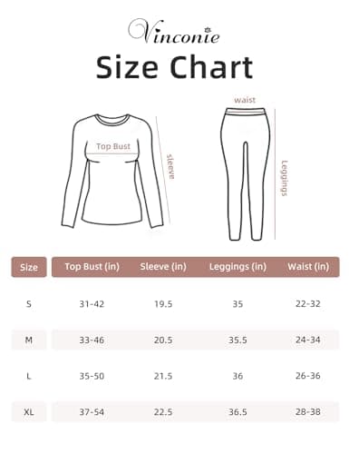 Vinconie Women Thermal Underwear Slimming Top & Bottom Pajama White Yoga Pants, 1 Pack Ivory White, L — view 5
