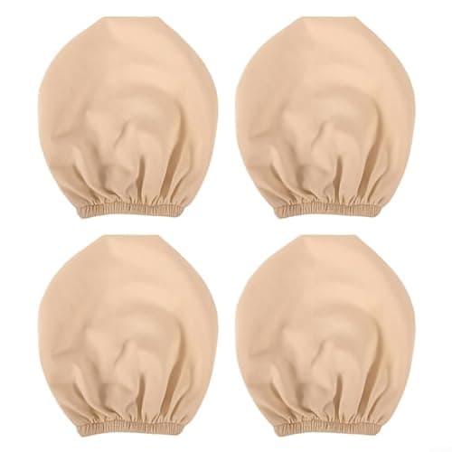 Alanmoship 4-Pack Elastic Car Headrest Protector Covers Soft Breathable Fabric Common Fit For Truck SUV Seats Neck Support Travel Comfort Beige 24X26cm