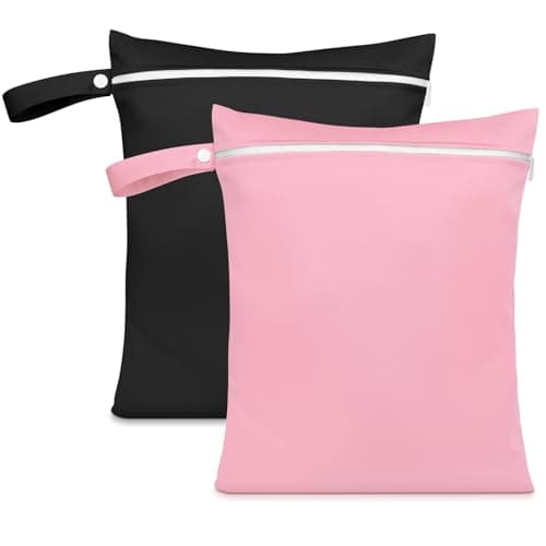 AOOSA 2PCS Wet Bags, Reusable Cloth Diaper Bags with Handle and Zipper