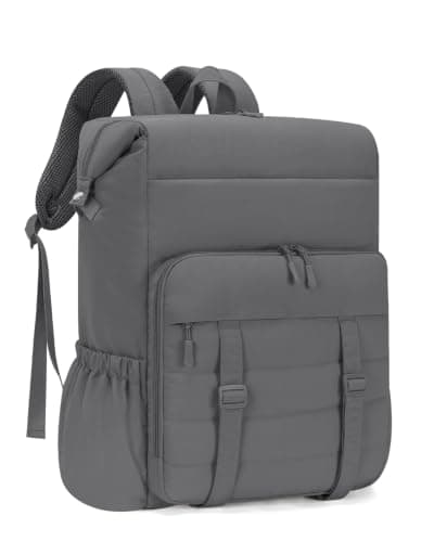 Backpack Cooler Insulated Leak Proof 40 Cans Puffer Soft Cooler with Laptop Compartment Portable Lightweight Beach Travel Camping Lunch Backpack for Men and Women (Grey) — view 2