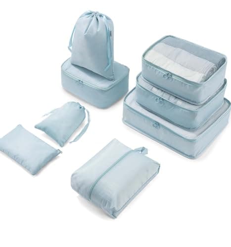 Meowoo 8-Piece Packing Cubes for Suitcases with Shoe and Toiletry Bags