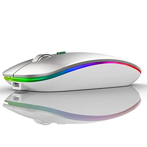 Uiosmuph G12 Wireless Mouse for Laptop, Rechargeable Mice, Silent - Silver