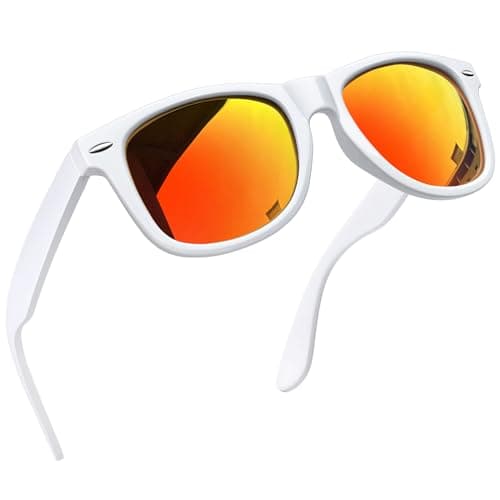 Joopin Square Sunglasses Polarised UV400 Protection Men Women White Orange
