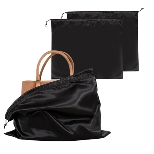 HBJSP Dust Bags for Handbags, Silk Dust Cover Storage Bags, Dustproof Drawstring Pouch for Clothes, Purse, Shoes, Boots - 2PCS (Black)
