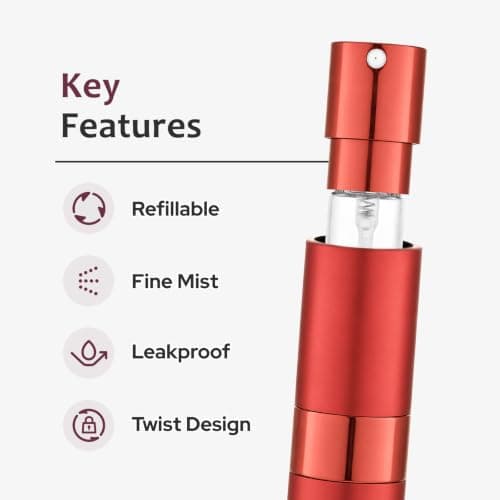 Toureal Travel Perfume Atomiser Refillable, 8ml Atomiser Spray Bottle,Red — view 5